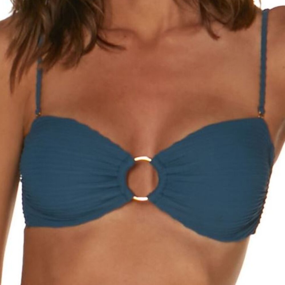 *NEW Vix Dune Ring Bandeau Bikini Top Grey/Blue Size Large